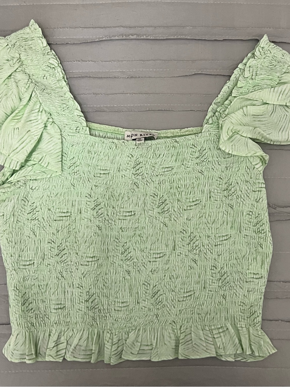 Mint Green Smocked Ruffle Women's Top -